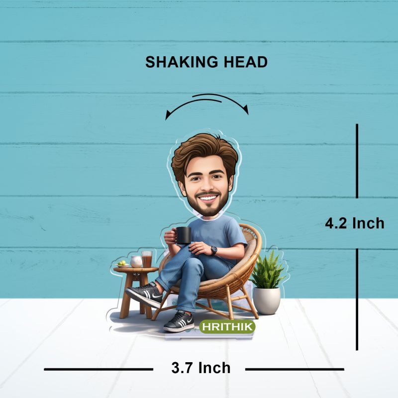 Customized Bobblehead Caricature for Home & Office Desk Tabletop Decor Gift for Boss, Brother, Teacher & Friends Battery Powered Moving Head Feature